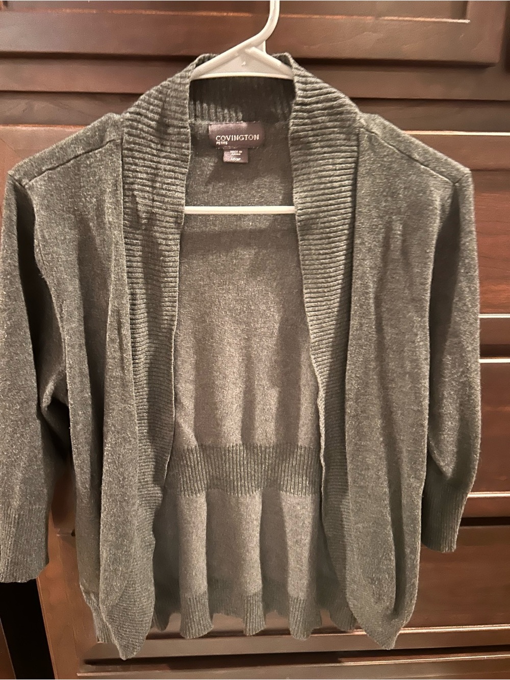 Covington Women's Charcoal Gray Open-Front Shawl Collar Cardigan